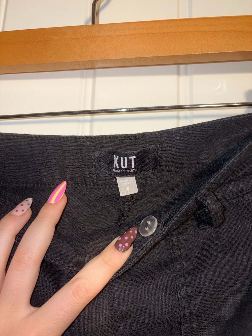 KUT from the Kloth Black Linen Blend Wide Leg Utility Pants Style KB44801 - Picture 2 of 4